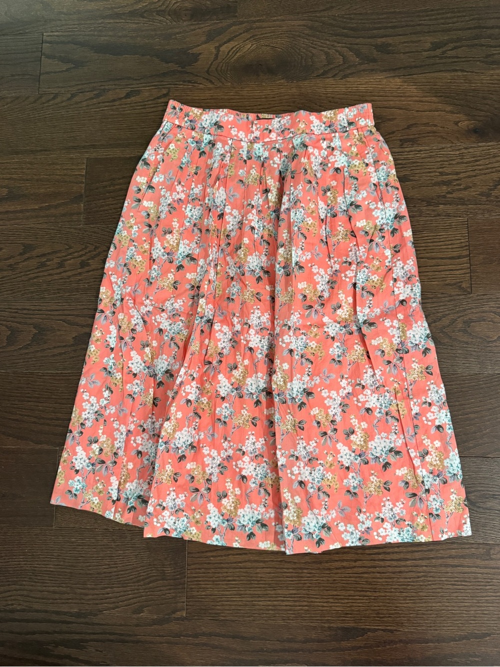 J. Crew (Liberty Fabric) Coral Floral Pleated Midi Skirt